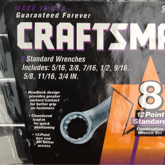 CRAFTSMAN 8 PIECE 12 POINT STANDARD COMBINATION WRENCH SET - Picture 4 of 6